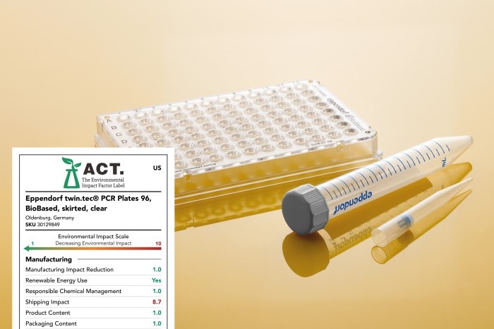 Eppendorf Tube BioBased, epTIPS BioBased and twin.tec PCR plate BioBased with ACT certificate