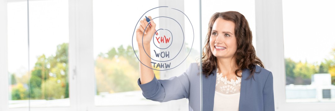 Original equipment manufacturer: woman drawing a circle on glasswall.