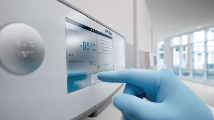 The VisioNize touch interface of the CryoCube® F740hi freezer allows monitoring on site of the device