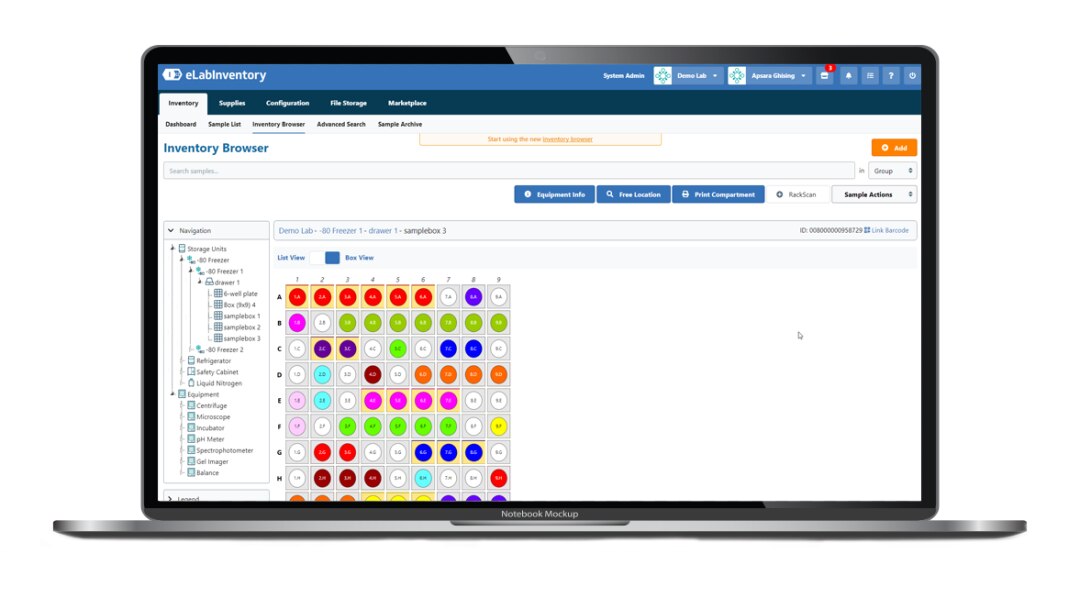 eLab inventory on laptop display