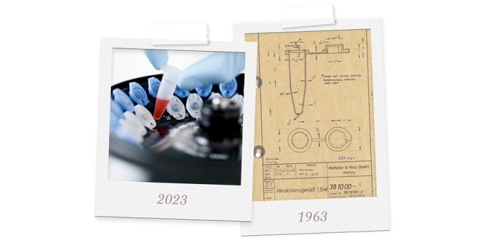 Image of Tubes in centrifuge and patent document of tubes in 1963