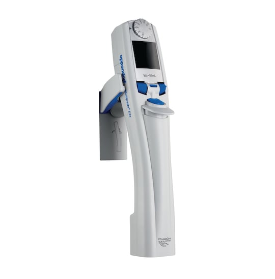 Pipette Holder 2 with a Multipette® E3x multi-dispenser from Eppendorf