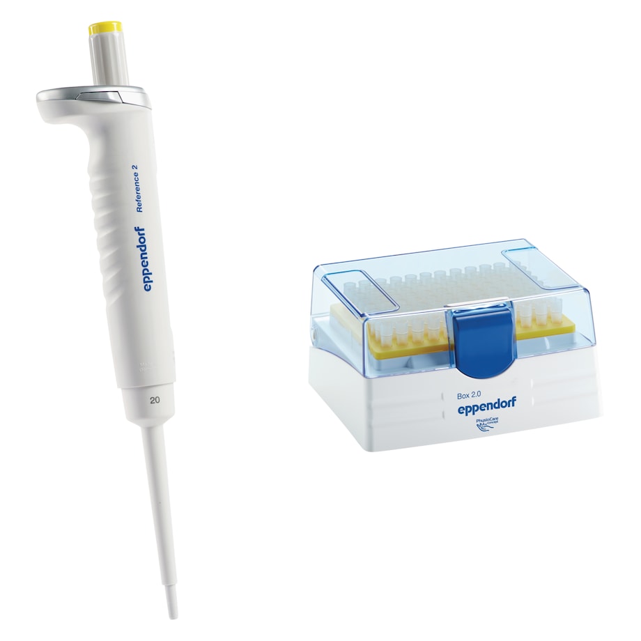 Reference 2 1-channel, 2 – 20 µL, yellow, incl. epT.I.P.S. Box 2.0 with 96 pipette tips