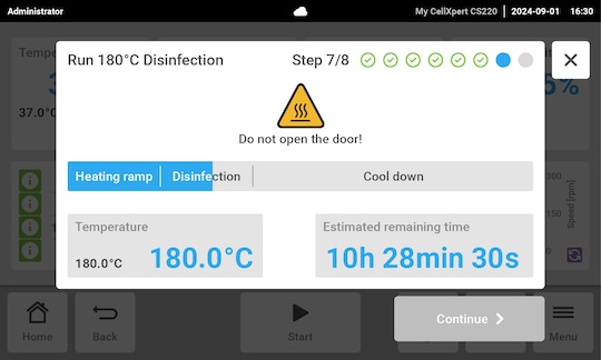 CellXpert® CS220 integrated 180 °C sterilization routine