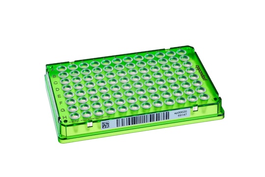 Barcoded Eppendorf twin.tec PCR plate 96, green with SafeCode for high-throughput sample handling