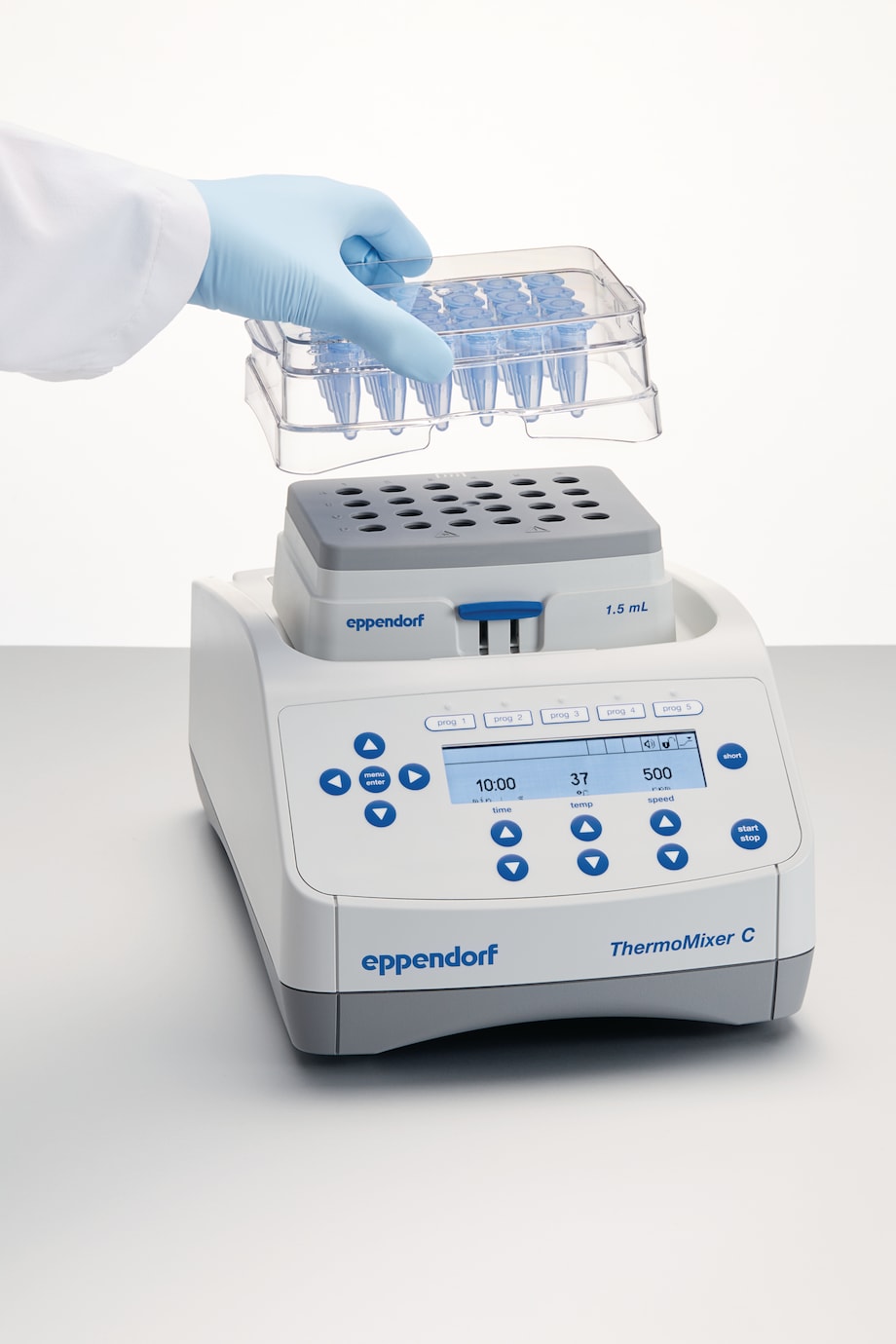 Sample transfer by Transfer Rack Eppendorf Transfer_Rack_1.5/2.0 mL_用于将样品转从Eppendorf ThermoMixer C中移出