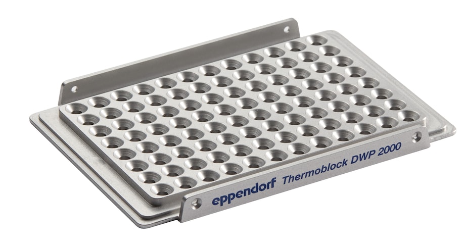Thermoblock for Deepwell plate 2 mL Heating or cooling of 2 mL deepwell plates on the deck of epMotion liquid handlers