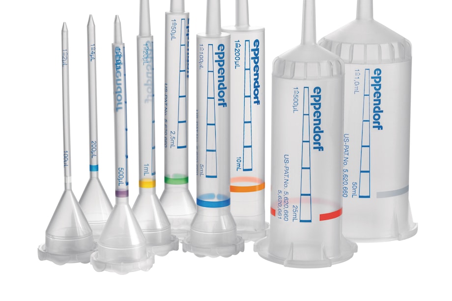 Assortment of Eppendorf Combitips® advanced multi-dispenser pipette tips for Eppendorf Multipette® multi-dispenser pipettes Assortment of Eppendorf Combitips® advanced multi-dispenser pipette tips for Eppendorf Multipette® multi-dispenser pipettes